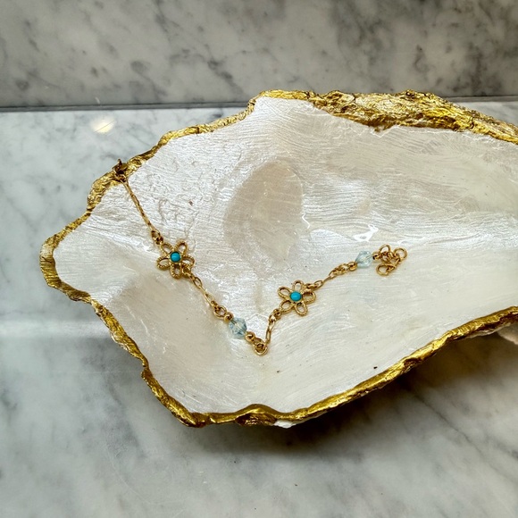 Other - Girls Gold and Turquoise Floral Bracelet